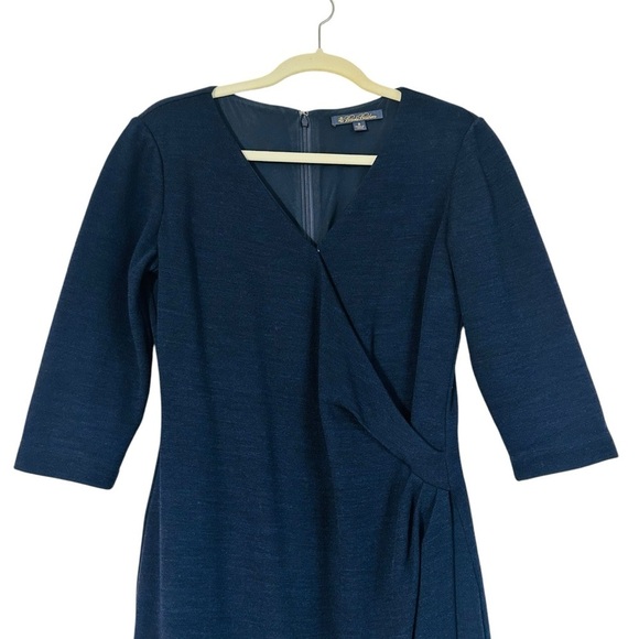 BROOKS BROTHERS STRETCH WOOL WRAP EFFECT NAVY DRESS SIZE 8 - Picture 6 of 14
